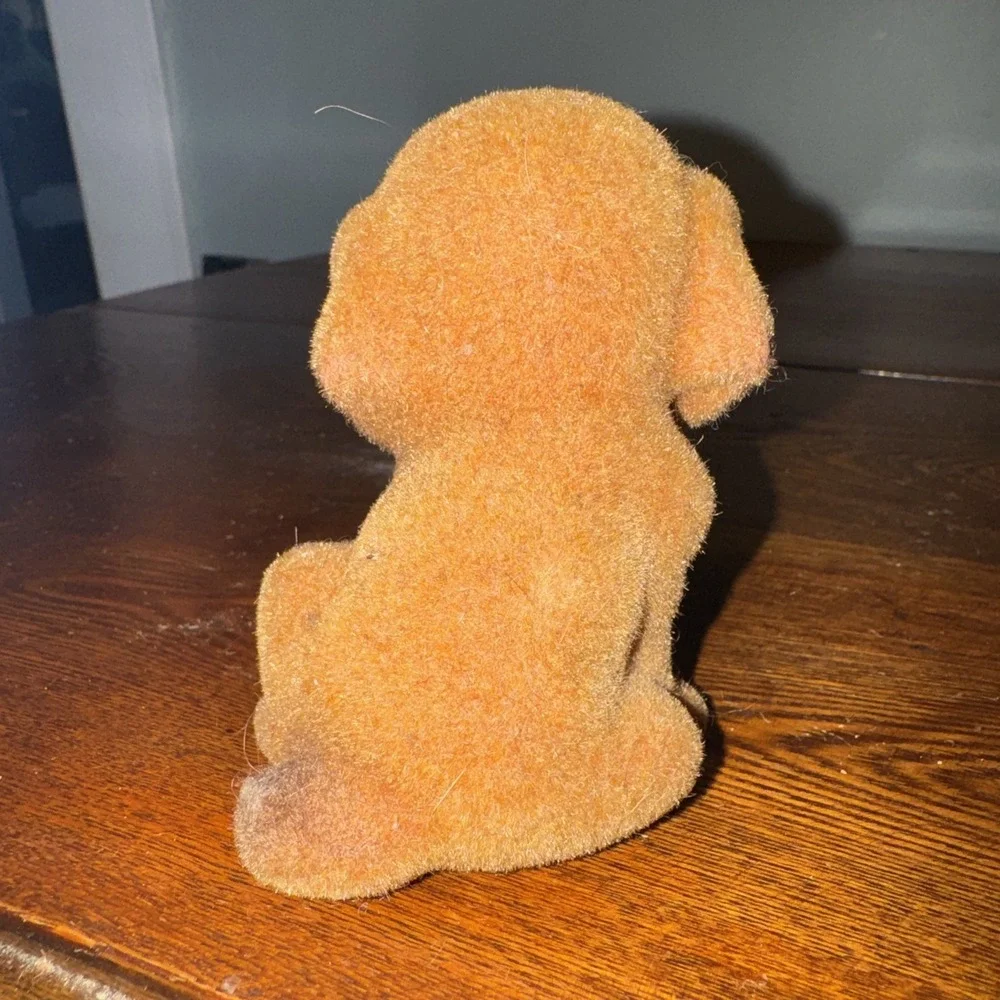 Josef Originals Flocked Brown Puppy Dog  Resin Animal Figurine Vintage